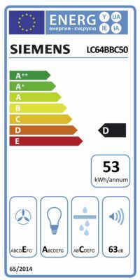 Energielabel von LC64BBC50, Energieeffizienzklasse D. Daten siehe Produktdetailseite.