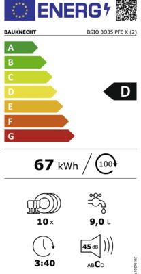 Energielabel von BSIO 3O35 PFE X, Energieeffizienzklasse D. Daten siehe Produktdetailseite.