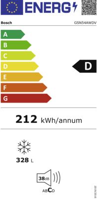 Energielabel von GSN54AWDV, Energieeffizienzklasse D. Daten siehe Produktdetailseite.