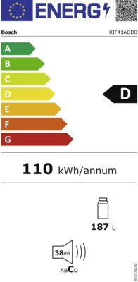 Energielabel von KIF41ADD0, Energieeffizienzklasse D. Daten siehe Produktdetailseite.