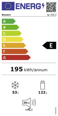 Energielabel von KG 320.2, Energieeffizienzklasse E. Daten siehe Produktdetailseite.