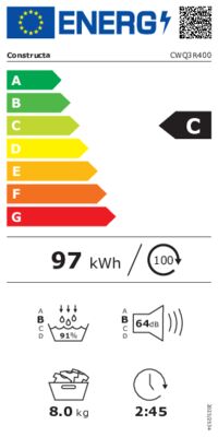 Energielabel von CWQ3R400, Energieeffizienzklasse C. Daten siehe Produktdetailseite.