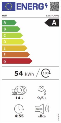 Energielabel von S297TCX00E, Energieeffizienzklasse A. Daten siehe Produktdetailseite.