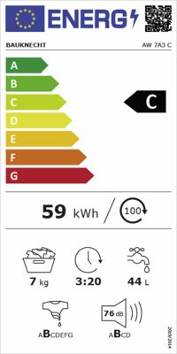 Energielabel von AW 7A3 C, Energieeffizienzklasse C. Daten siehe Produktdetailseite.
