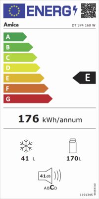 Energielabel von DT 374 160 W, Energieeffizienzklasse E. Daten siehe Produktdetailseite.