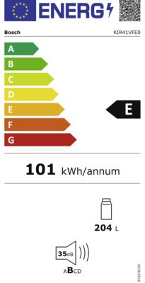 Energielabel von KIR41VFE0, Energieeffizienzklasse E. Daten siehe Produktdetailseite.