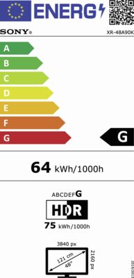 Energielabel von XR48A90KAEP, Energieeffizienzklasse G. Daten siehe Produktdetailseite.