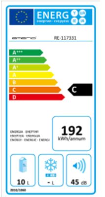 Etichetta energetica di Refrigerator 40, classe di efficienza energetica C. Dati disponibili sulla pagina del prodotto.