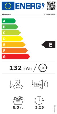 Energielabel von WT45HV3EP, Energieeffizienzklasse E. Daten siehe Produktdetailseite.