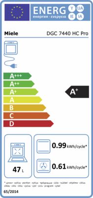Energielabel von Miele Elektro-Backofen DGC 7440 HC Pro, Energieeffizienzklasse A+. Daten siehe Produktdetailseite.