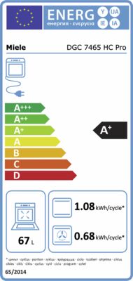 Energielabel von Miele Elektro-Backofen DGC 7465 HC Pro, Energieeffizienzklasse A+. Daten siehe Produktdetailseite.