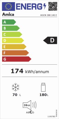 Energielabel von KGCN 388 140 E, Energieeffizienzklasse D. Daten siehe Produktdetailseite.