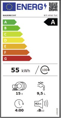Energielabel von B7I HF60 TUC, Energieeffizienzklasse A. Daten siehe Produktdetailseite.