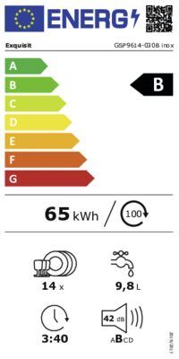 Energielabel von GSP9614-030B, Energieeffizienzklasse B. Daten siehe Produktdetailseite.