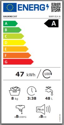 Energielabel von WAM 814 A, Energieeffizienzklasse A. Daten siehe Produktdetailseite.