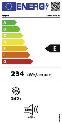 Energielabel von GSN36CWEV, Energieeffizienzklasse E. Daten siehe Produktdetailseite.