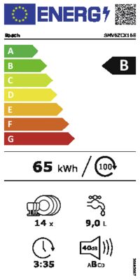 Energielabel von SMV6ZCX16E, Energieeffizienzklasse B. Daten siehe Produktdetailseite.
