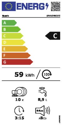 Energielabel von SPV6EMX05E, Energieeffizienzklasse C. Daten siehe Produktdetailseite.