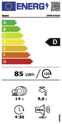 Energielabel von SMI4HVS00E, Energieeffizienzklasse D. Daten siehe Produktdetailseite.