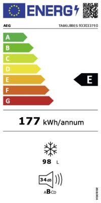 Energielabel von TAB6L88ES, Energieeffizienzklasse E. Daten siehe Produktdetailseite.
