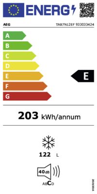 Energielabel von TAB7N12EF, Energieeffizienzklasse E. Daten siehe Produktdetailseite.