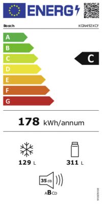 Energielabel von KGN492XCF, Energieeffizienzklasse C. Daten siehe Produktdetailseite.