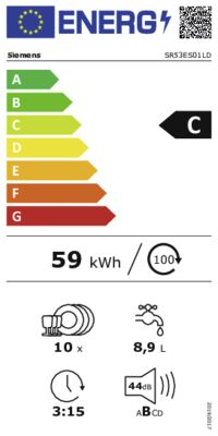 Energielabel von SR53ES01LD, Energieeffizienzklasse C. Daten siehe Produktdetailseite.