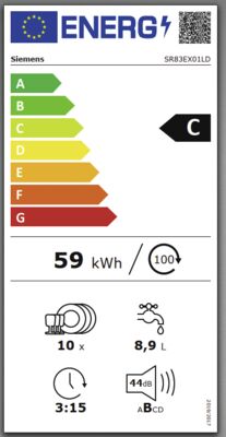 Energielabel von SR83EX01LD, Energieeffizienzklasse C. Daten siehe Produktdetailseite.