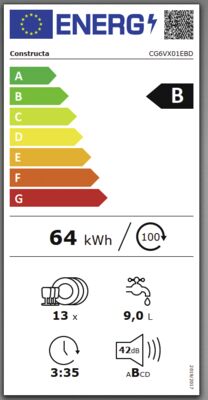 Energielabel von CG6VX01EBD, Energieeffizienzklasse B. Daten siehe Produktdetailseite.