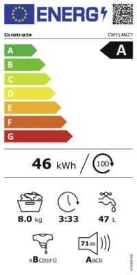 Energielabel von CWF14N27, Energieeffizienzklasse A. Daten siehe Produktdetailseite.