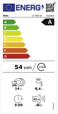 Energielabel von G 7600 SC AutoDos, Energieeffizienzklasse A. Daten siehe Produktdetailseite.
