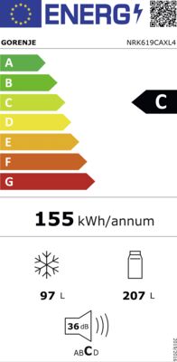 Energielabel von NRK619CAXL4, Energieeffizienzklasse C. Daten siehe Produktdetailseite.