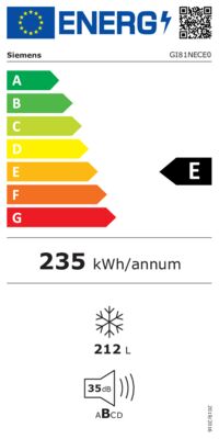 Energielabel von GI81NECE0, Energieeffizienzklasse E. Daten siehe Produktdetailseite.