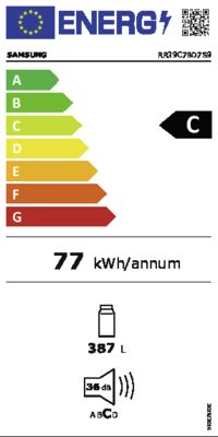 Energielabel von RR39C7BD7S9/EG, Energieeffizienzklasse C. Daten siehe Produktdetailseite.