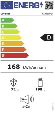 Energielabel von RK418DPS4, Energieeffizienzklasse D. Daten siehe Produktdetailseite.