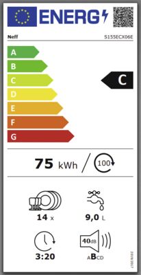 Energielabel von S155ECX06E, Energieeffizienzklasse C. Daten siehe Produktdetailseite.