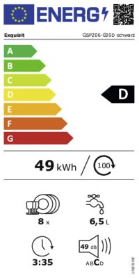 Energielabel von GSP206-030D, Energieeffizienzklasse D. Daten siehe Produktdetailseite.