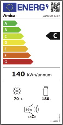 Energielabel von KGCN 388 145 E, Energieeffizienzklasse C. Daten siehe Produktdetailseite.
