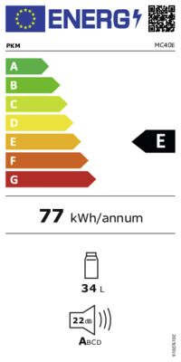 Energielabel von MC40E, Energieeffizienzklasse E. Daten siehe Produktdetailseite.