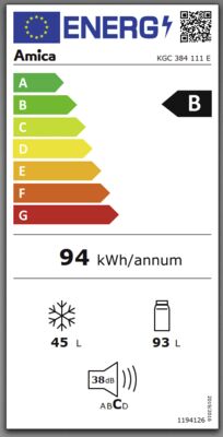 Energielabel von KGC 384 111 E, Energieeffizienzklasse B. Daten siehe Produktdetailseite.