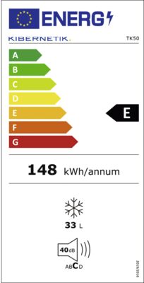Etichetta energetica di TK50 Gefrierschrank, classe di efficienza energetica E. Dati disponibili sulla pagina del prodotto.