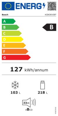 Energielabel von KGN36VIBT, Energieeffizienzklasse B. Daten siehe Produktdetailseite.