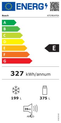 Energielabel von KFD96APEA, Energieeffizienzklasse E. Daten siehe Produktdetailseite.