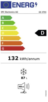 Etichetta energetica di GS3703, classe di efficienza energetica D. Dati disponibili sulla pagina del prodotto.