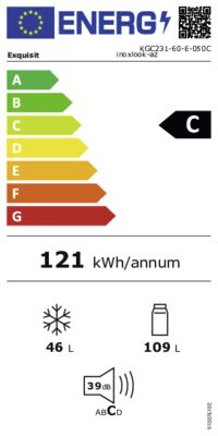 Energielabel von KGC231-60-E-050C, Energieeffizienzklasse C. Daten siehe Produktdetailseite.