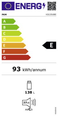 Energielabel von KS133 UBE, Energieeffizienzklasse E. Daten siehe Produktdetailseite.