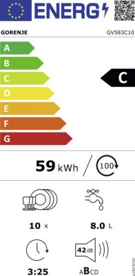 Energielabel von GV583C10, Energieeffizienzklasse C. Daten siehe Produktdetailseite.