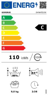 Energielabel von DHNA93/DE, Energieeffizienzklasse C. Daten siehe Produktdetailseite.