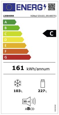 Energielabel von KGNsd 52Vc03  Limited Edition, Energieeffizienzklasse C. Daten siehe Produktdetailseite.
