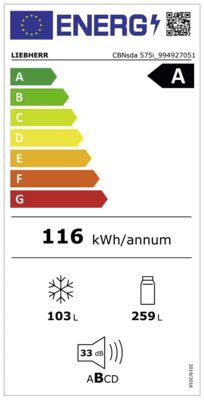 Energielabel von CBNsda 575i-22, Energieeffizienzklasse A. Daten siehe Produktdetailseite.